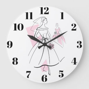 Fashion Bride Pink Group numéros horloge ronde