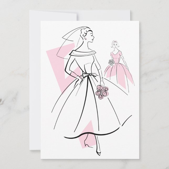 Fashion Bride Pink Group nuptiale invitation (Devant)