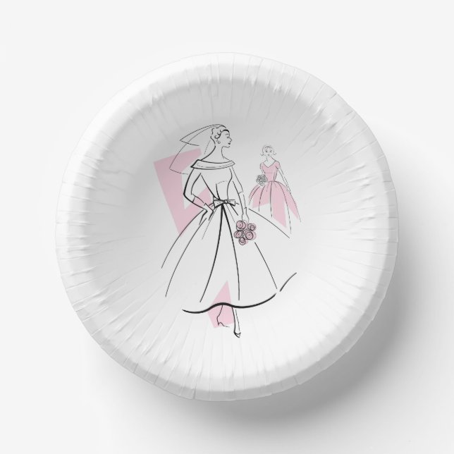Fashion Bride Pink Group Pappteller (Vorderseite)