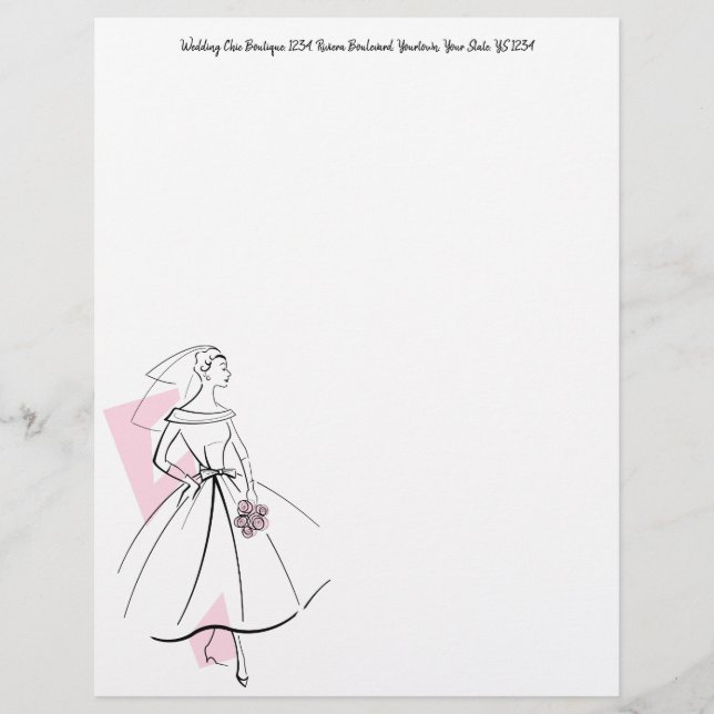 Fashion Bride Pink Kopfschrift oben Briefbogen (Vorderseite)