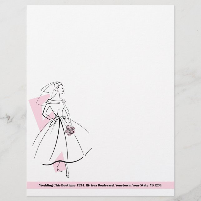 Fashion Bride Pink Letterhead-Adresse Briefbogen (Vorderseite)