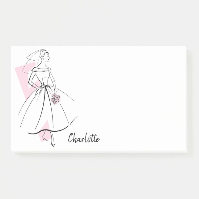 Fashion Bride Pink Nom post-it notes (Devant)