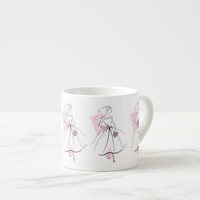Fashion Bride Pink Tasse Espresso (Vorderseite Rechts)