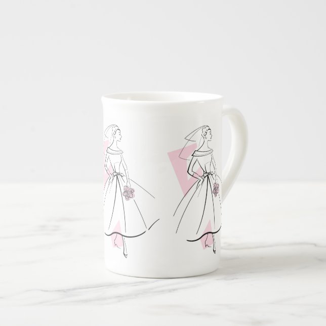 Fashion Bride Pink Tasse Knochen China (Vorderseite Rechts)