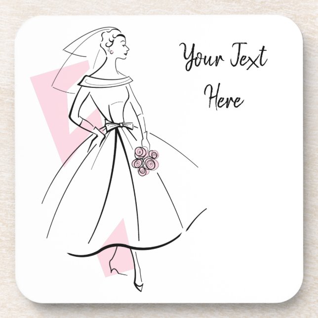 Fashion Bride Pink Text Untersetzer Corback (Vorderseite)