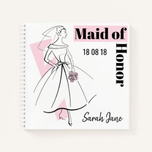 Fashion Bride Pink Trauzeugin Notebook Quadrat Notizbuch