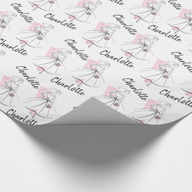Fashion Bride Pink Umhüllungspapier Geschenkpapier (Ecke)