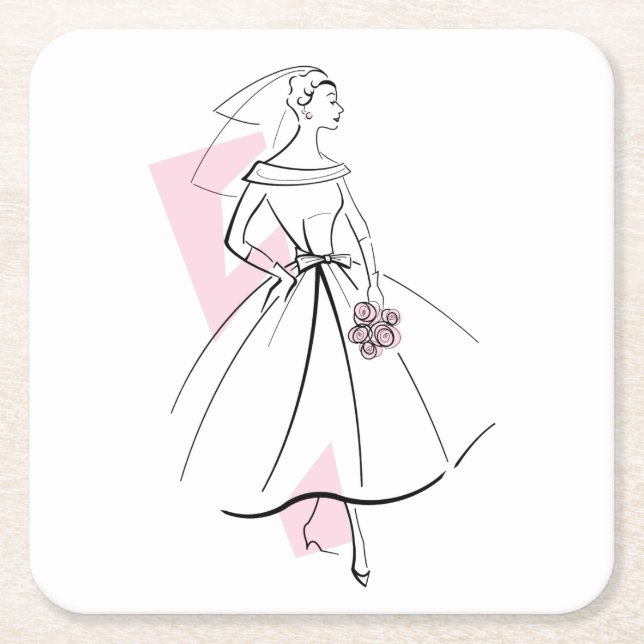 Fashion Bride Pink Untersetzer (Vorderseite)