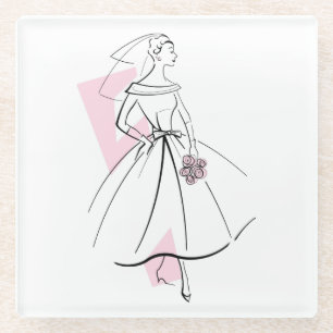 Fashion Bride Pink Untersetzer Glas