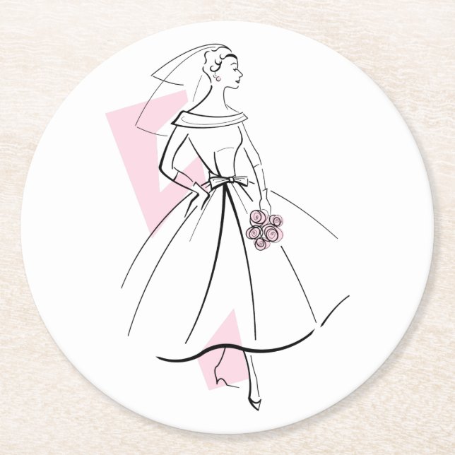 Fashion Bride Pink Untersetzer rund (Vorderseite)