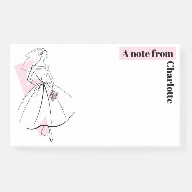 Fashion Bride rose Note Nom post-it notes (Devant)