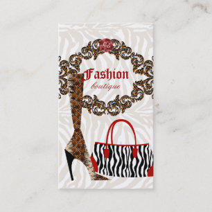 Fashion Business Card Handbag Stiefelleder Zebra 2 Visitenkarte