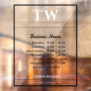 Fashion Business Hours Black Transparent Fensteraufkleber