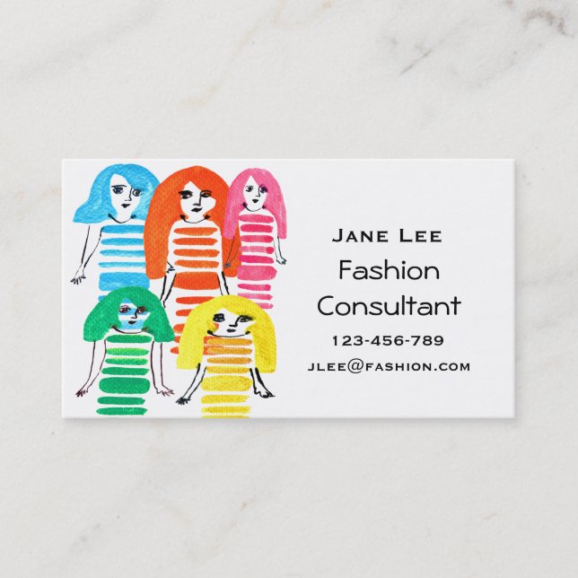Fashion Consultant für niedliche Aquarellfarbe Visitenkarte (Vorderseite)