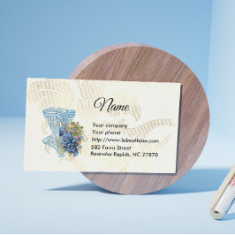 Fashion Corset & Blue Flowers Business Card Visitenkarte