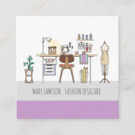 Fashion Design Studio und Tools Quadratische Visitenkarte