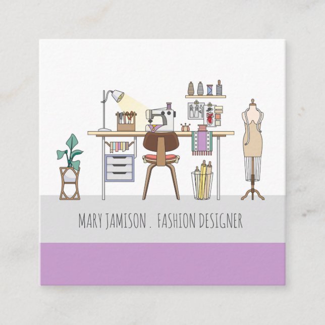 Fashion Design Studio und Tools Quadratische Visitenkarte (Vorderseite)