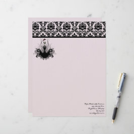 Fashion Diva 3 Rosa Himbeermonogramm Damask Briefkopf