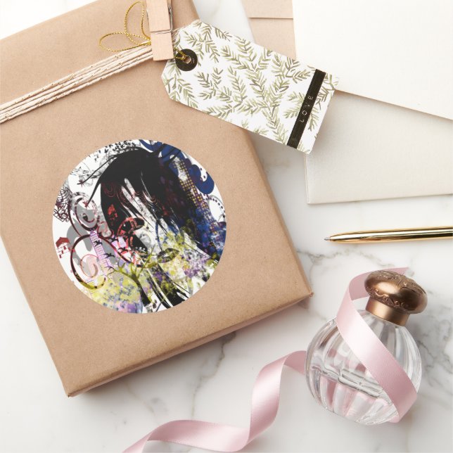 Fashion Diva Swirled Runder Aufkleber (Schenken)
