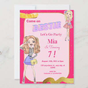 Fashion Doll Bestie Anniversaire Fête Invitation