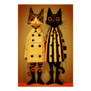 Fashion Felines - Quirky Cat Coats & Boots Poster