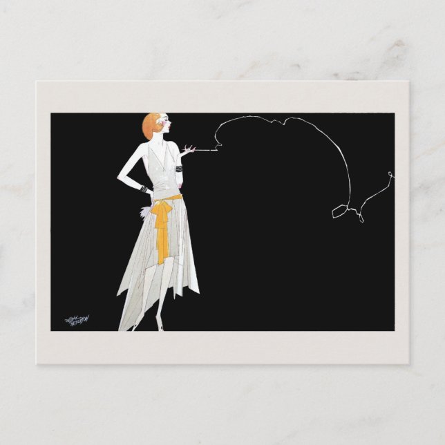 Fashion-Flapper-Girl der 1920er Jahre zeichnend Postkarte (Vorderseite)
