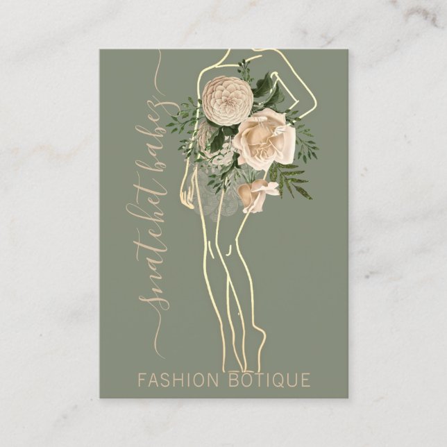 Fashion Floral Logo QR Stylist Boutique Visitenkarte (Vorderseite)