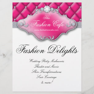 Fashion Flyer Friseur Salon Satin Diamonds Pink