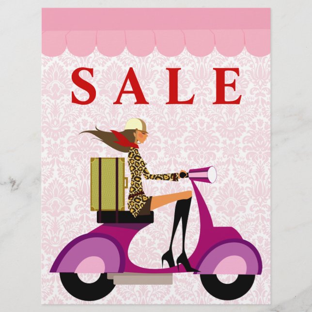 Fashion Flyer Scooter Woman Pink Damask (Vorne)