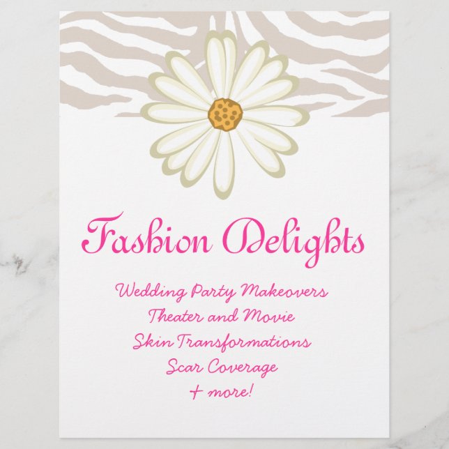 Fashion Flyer Zebra Daisy Blume Salon Boutique (Vorne)