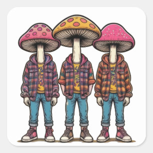 Fashion Fungus Trio Quadratischer Aufkleber