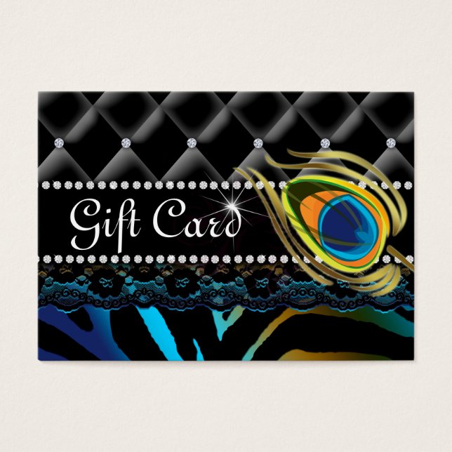 Fashion Gift Card Peacock Zebra Tufted Satin (Vorderseite)