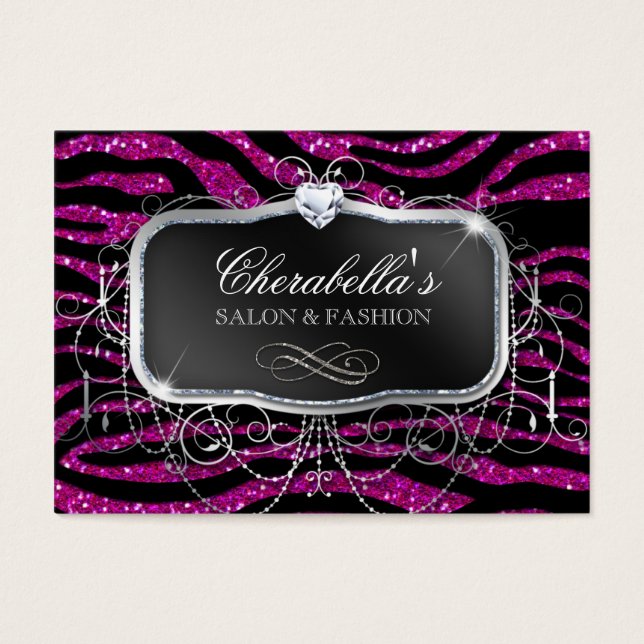Fashion Gift Card Salon Zebra Glitzer Silber Pink (Vorderseite)
