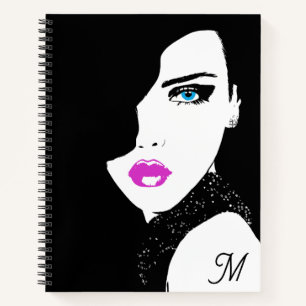 Fashion Girl Black Pink Blue Notizbuch