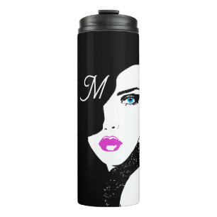 Fashion Girl Black Pink Blue Thermosbecher