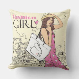Fashion Girl mit Beutel Kissen