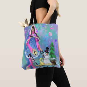 Fashion Girl Shopping Christmas Tree Snowman Gesch Tasche