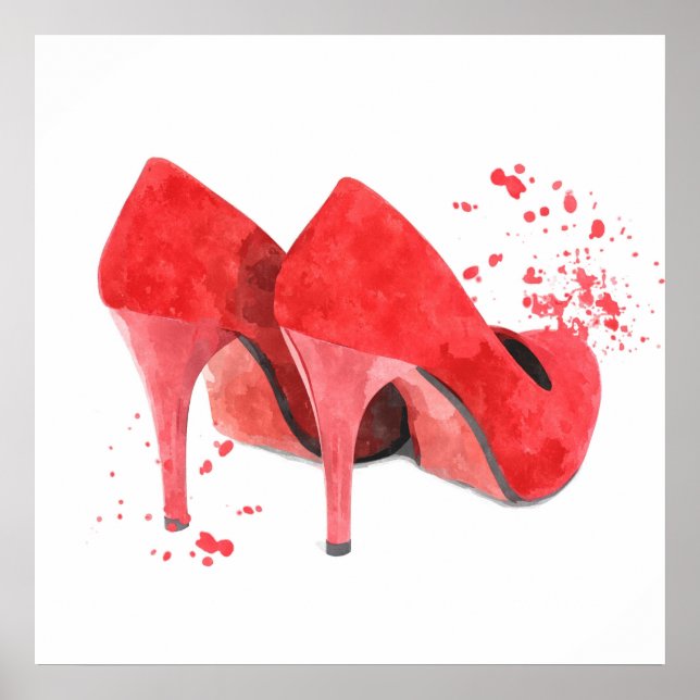 Fashion Glamour Trendmode Stil rote Schuhe Poster (Vorne)
