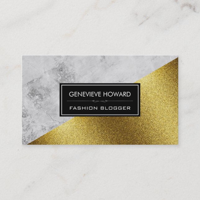 Fashion Gold Marble Geometric Color Block Visitenkarte (Vorderseite)