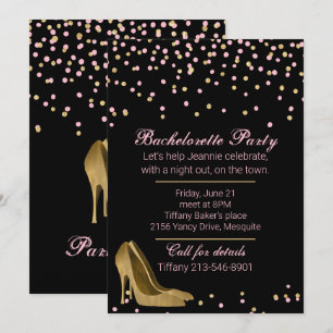 Fashion Gold Stiletto Junggesellinnenabschied Einladung