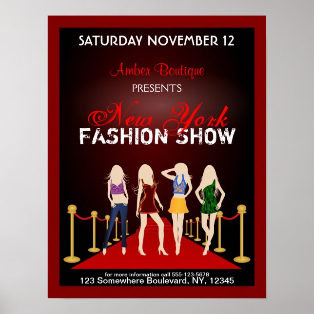 Fashion House Designer Fashion Show Red Poster (Vorne)