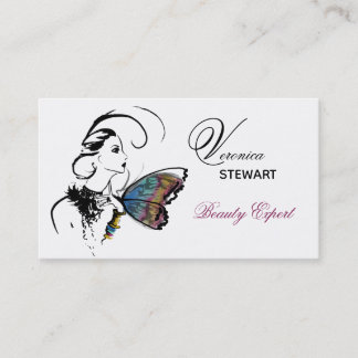 Fashion Illustration Beauty Business Butterfly Visitenkarte