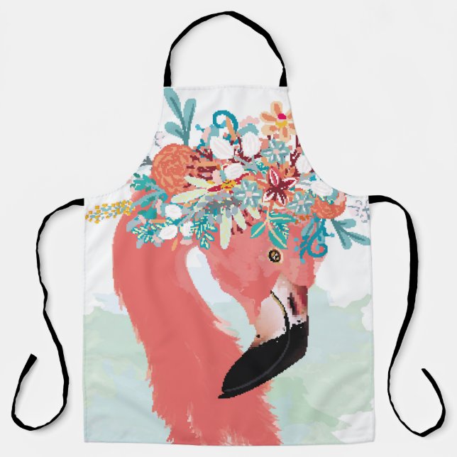 Fashion illustration with drawn pink flamingoflami schürze (Vorderseite)