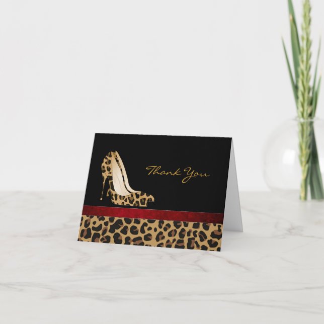 Fashion Jaguar Muster Stiletto Danke Karte (Vorderseite)
