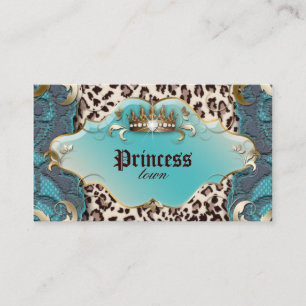 Fashion Jewelry Business Card Leopard Lace Aquamar Visitenkarte