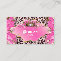 Fashion Jewelry Business Card Leopard Lace Pink
