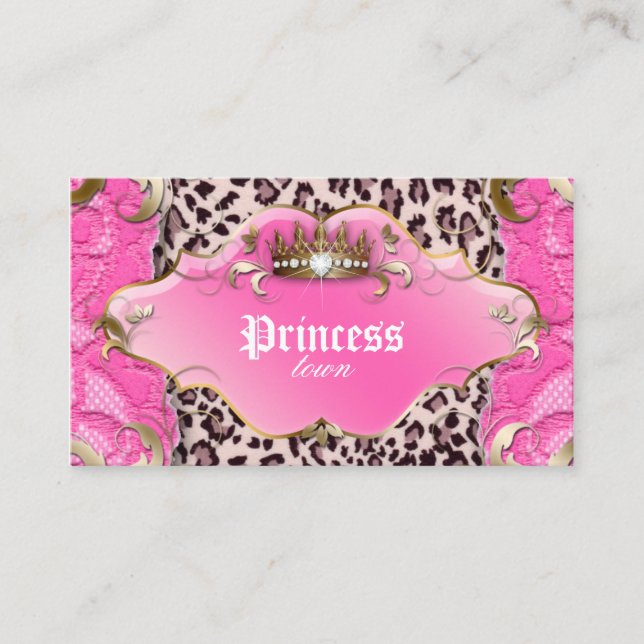 Fashion Jewelry Business Card Leopard Lace Pink Visitenkarte (Vorderseite)