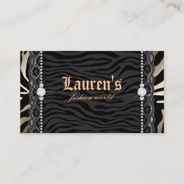 Fashion Jewelry Lace Zebra Leopard Modern Gold Visitenkarte (Vorderseite)