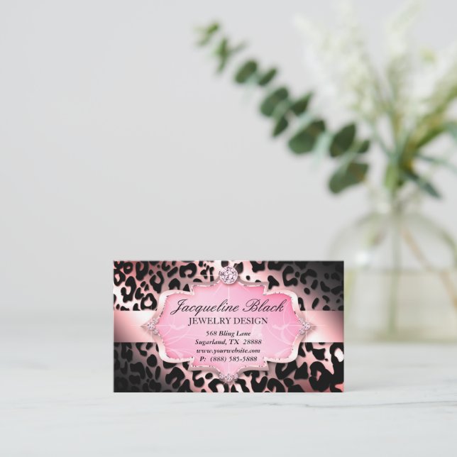 Fashion Jewelry Leopard Elegante Loyalty Card Visitenkarte (Stehend Vorderseite)