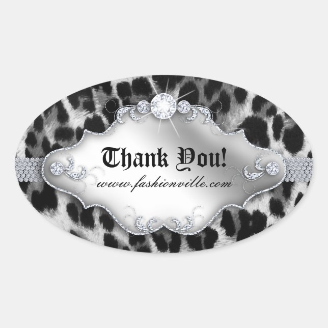 Fashion Leopard Sticker Juwelier Weiß Schwarz (Vorderseite)